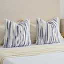 FUTEI Light Purple White Decorative Throw Pillow Covers 20x20 Inch Set of 2,Soft Tie Dye Faux Rabbit Fur Striped Texture Cushion Covers,Modern Home Decor for Couch Bed Living Room
