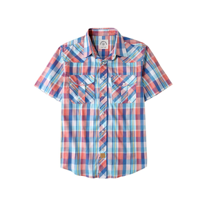 Dubinik® Western Shirts for Men Short Sleeve Plaid Pearl Snap Shirts for Men Button Up Shirt Cowboy Casual Work Shirt Size S