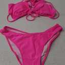 mZAFUL Women High Cut Bikini Sets String Sexy Swimsuit Two Piece Underwire Bathing Suit Brazilian Cheeky Cut Out Cute Swimwear (Hot Pink) Medium