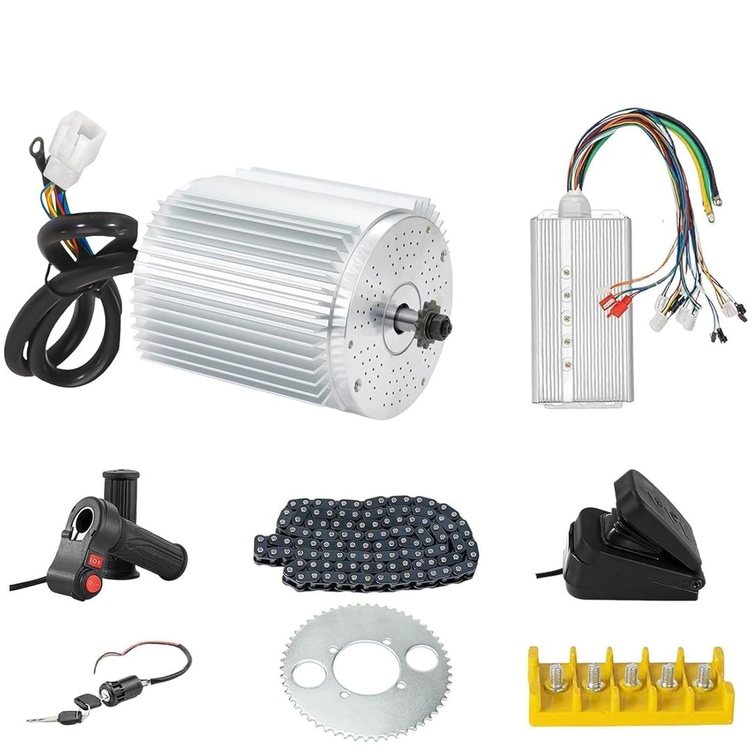Brushless DC Motor 3000W 72V Electric Motor High Power Brushless Controller 50A Scooter Motor Go Kart Electric Motor Kit (No Brackets and Bases Installed)