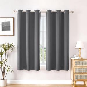 ChrisDowa Blackout Curtains 54 inches Long for Bedroom - 2 Panels Set Grommet Thermal Insulated Room Darkening Curtains for Living Room (Grey, 38 x 54 Inch)