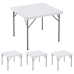 Enjoyidea Square Fitted Tablecloth 34x34 Inch-4 Pack White Card Elastic Spandex Table Cover-Small Stretch Folding Table Cloths Topper Cap for Kitchen Dining Picnic Patio Outdoor Party Tables