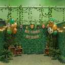 15 Pieces Jungle Theme Party Decoration Vbs 2026 Decor Rainforest 3 Pcs 9x4.5ft Safari Tropical Greenery Leaves Photography Backdrop 12 Pcs 7ft Fake Vines for Jungle Hawaiian Luau Indoor Room Decor