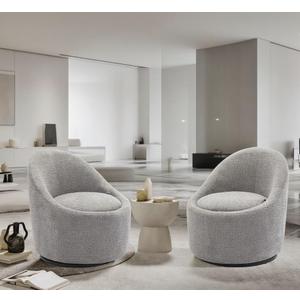 COLAMY Swivel Chair Set of 2, 360 Degree Cuddle Barrel Chairs with Hidden Storage, Modern Small Round Accent Chair, Single Sofa Chairs for Living Room, Bedroom, Office-LightGrey