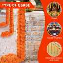 5Pcs Marigold Garland for Decoration,5 Feet Artificial Marigold Flowers Diwali Decorations for Home,Orange Artificial Marigold Heads for Diwali Party,Indian Weddings,Halloween,Wreath