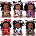 Hanaive 6 Pcs Mini Baby Dolls 4 Inch Easter Basket Dolls Tiny Reborn Lifelike Realistic Holiday Birthday Gifts Set for Girls Toddlers Kids Basket Stuffers(Black)