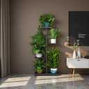 LINZINAR Plant Stand Indoor Outdoor Corner 4 Tier Metal Plant Shelf Patio Plant Rack for Garden Corner Balcony Living Room