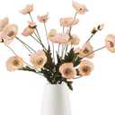 IPOPU Artificial Poppy Silk Flowers 6pcs Poppy Flowers Artificial Realistic Faux Flowers for Vase for Home Decor Indoor for Wedding Centerpieces Bridal Shower Party Decorations (Champagne)