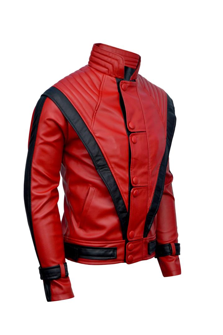 DIZLLER Party&Dance wear - D1 - Red & Black Jacket - FAUX Leather -XL (Red)