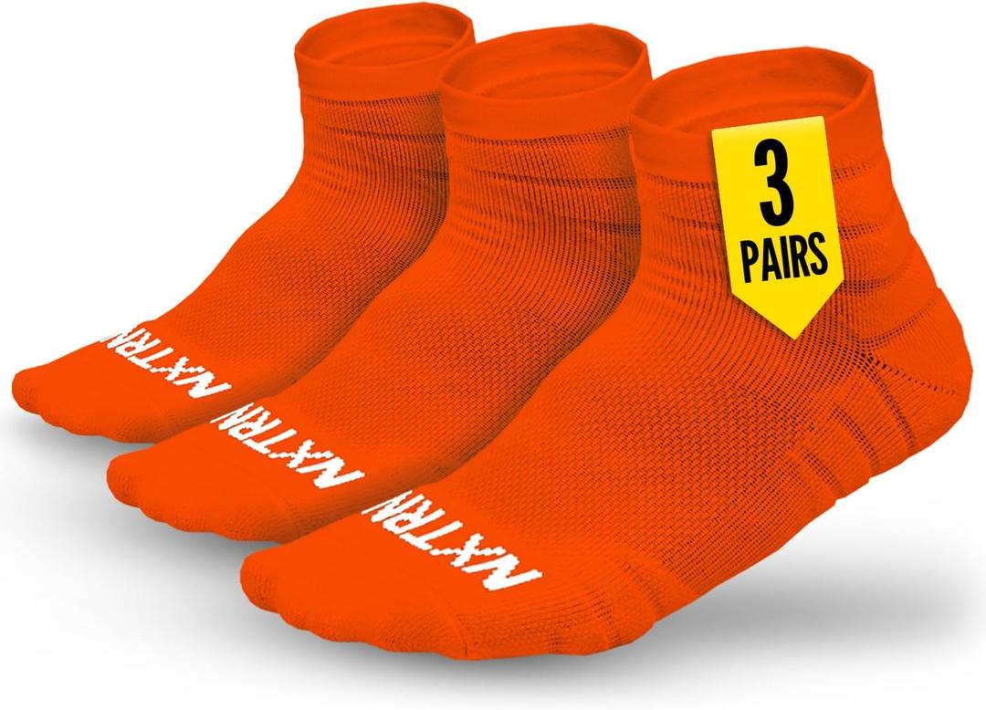 NXTRND 3 Pairs Compression Running Socks for Men, Cushion Athletic Ankle Socks, Basketball, Football, Hiking