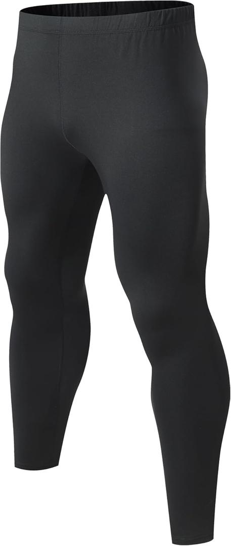 1 or 3 Pack Mens Long Johns Thermal Pants, Fleece Lined Lightweight Base Layer Bottoms, Compression Leggings Winter Gear (Medium, Black Pants 1pack)