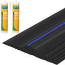 ToLanbbt 20Ft/6M Universal Garage Threshold Seal Strip with 300ml Black Sealants/Adhesives, Garage Door Bottom Weatherproof Strip Rubber DIY Weather Stripping Replacement (Black-Blue Line)