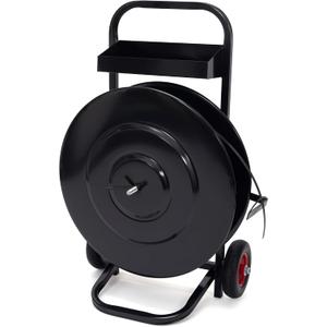 Heavy Duty Strapping Dispenser for Polypropylene, Fibre Strapping, Plastic Steel Coil Roll -Strapping Cart with Spacious Tray for Strapping Tool Seals and Gloves