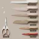 Astercook Knife Set, 13 Pieces Kitchen Knives Set with Healthy Anti-Rust Coating, Dishwasher Safe, Stainless Steel Chef Knife Sets with 6 Blade Guards, Perfect Holiday Gifts for Kitchen (Large, Cream)