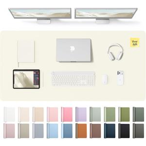 YSAGi Leather Desk Pad Protector, Office Desk Mat, Large Mouse Pad, Non-Slip PU Leather Desk Blotter, Laptop Desk Pad, Waterproof Desk Writing Pad for Office and Home (Cream,55" x 24")