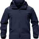 TACVASEN Men's Special Ops Military Tactical Soft Shell Winter Warm Fleece Lined Jacket Rain Hood Coat Hiking Snowboard (Large, #04-navy)