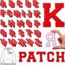 WILLBOND 104 Pieces Iron On Letters Chenille Letter Patches 3.1inches A-Z Alphabet Patches for Clothing Preppy Sew Embroidered Repair Fabric Jacket Jeans Bag(Red with White Edges)