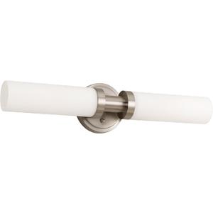 Brushed Nickel Bathroom Light Fixtures, 2-Light Vanity Lights W/White Glass Shade, Modern Sconces Wall Lighting for Mirror Kitchen Bedroom Hallway Living Room, E26 T10 Bulbs(Excluded)