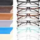 Gaoye 6 Pack Reading Glasses Blue Light Blocking for Women Men, Magnifying Readers Glass Anti UV Eyeglasses with 6 Leather Case