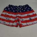 American Trends Men's Swim Trunks Board Shorts Quick Dry Mens Swimming Trunks with Compression Liner (Large, F American Flag)