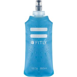 FITLY Soft Flask - Shrink As You Drink Soft Water Bottle for Hydration Pack - Folding Water Bottle Ideal for Running, Hiking, Cycling, Climbing & Rigorous Activity (12 Ounces, Blue)