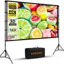 TOWOND Projector Screen with Stand, 100 inch Outdoor Projector Screen Portable Indoor Projection Screen 16:9 4K Rear Front Movie Screen with Carry Bag for Home Backyard Theater