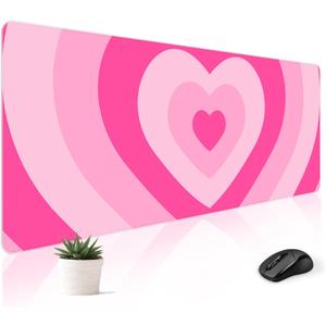 Mousepad Desk Mat Gaming Large Keyboard Cute Office Desktop Computer Laptop Hearts XXL Long Giant Big Kawaii Aesthetic Girly Pretty Design Women Girl Gamer Oversized Wide 30x12'' Mousepad