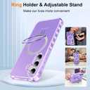 for Galaxy S25 Case 6.2", with Magnetic Ring Stand [Curly Edge] [Wireless Charging] [Reinforced Corners] Slim Fit Shockproof Protective Phone Case - Matte Purple