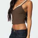 Lace Camisole Tops for Women Spaghetti Strap Cami Shirt Crop Tops Ribbed Knit Slim Fit Tanks Coffee L (L)