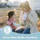 Papablic Portable Travel Baby Bottle Warmer On The Go, Fits Most Car Cup Holders, 12 OZ Stainless Steel Bottle Warmer, Leak-Proof, Safe & Easy to Clean