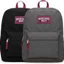 Montana West Backpack for Women Men 2 PCS Lightweight College Bookbags Casual Daypack Backpacks for Commute & Travel (Black & Grey)