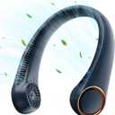 Gaiatop Ventilador de cuello porttil recargable, refrigeracin de 360 manos libres, 17 horas de funcionamiento, ventilador personal porttil alimentado por batera, esenciales de viaje al aire libre (Azul)