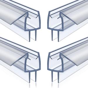4 Pack Frameless Shower Door Bottom Seal, 3/8 x 39 Clear PVC Shower Seal Strip for 3/8 Inch Glass Shower Door Stop Shower Leaks (3/8 x 38)