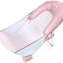 Ingenuity Foldaway 2-Position Bather, 2-Position Adjustable Support Baby Bath seat for Sink or Bathtub, Ages 0-6 Months, up to 20 pounds, Pink