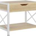 IBUYKE 2 Tier Desktop Printer Stand,Multi-Purpose Desk Organizer,Wooden Printer Stand with Drawer Storage for Folders,Books,for Fax Machine, Scanner,Home Office,Light Wood TLJ012R