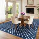 ROYHOME Area Rug 9x12 Living Room Rug Non Slip Modern Bedroom Stain Resistant Dining Room Throw Rug Geometric Area Rug Low Pile Untra Soft Contemporary Accent Carpet for Home Office, Navy