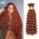 Ginger Braiding Hair for Boho Braids Curls 20 Inch Copper Red Deep Wave Bulk Hair for Braiding 200g 2 Bundles No Weft Wet and Wavy Auburn Bohemian Braiding Hair Extensions 350