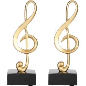 2PCS Musical Sculptures, Music Notes Gold Musiccal Note Statues Music Note Decor Gifts Music Note Figurine Statue Music Note Ornaments Table Centerpiece Crafts Gold Home Art for Living Room
