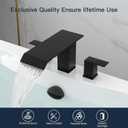 Matte Black 2 Handle Deck Mount Tub Faucet Set High Flow, Waterfall Roman Bathtub Faucet Tub Filler, 3 Hole Widespread Garden Bathtub Faucet, Solid Stainless Steel Jacuzzi Tub Faucet