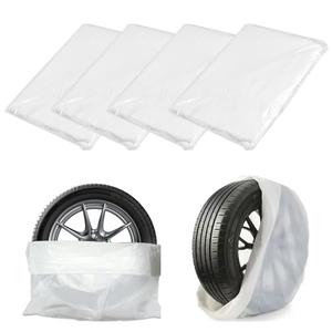 Wuyaoyao 4PCS Tire Covers, 38"×47" Large Spare Tires Cover, HDPE Plastic Tire Bags for Storage & Transport, Waterproof Dustproof Wheel Cover, Universal Tires Storage Bag for Most Vehicles (4 PCS)