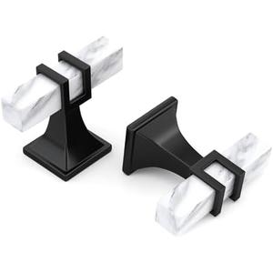 Lepatape 10 Pack Marble & Black Cabinet Knobs, 2 Inch Square Drawer Knobs for Kitchen & Dresser