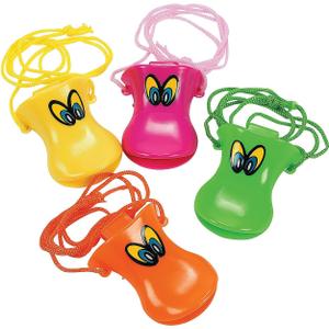 Fun Express Bright Colorful Duck Beak Plastic Whistles - 24 Fun Party Toys for Kids, Great for Events, Games, and Outdoor Activities - Vibrant Colors - 24 Pieces