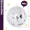 Disco Ball 12-Inch Large Hanging Mirror Ball Disco Ball Decor for Disco Party Decorations, Weddings, Events, Disco Christmas Decor, and Home Celebrations