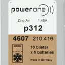 PowerOne Size 312 Hearing Aid Batteries - 50 x 6 Packs = 300 pcs.