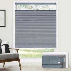 LazBlinds No Tools No Drill Cordless Cellular Shades, Top Down Bottom Up (TDBU) Honeycomb Shades for Home, Blackout Light Blocking Thermal Insulation Blinds for Windows, 50" W x 64" H, Dark Grey