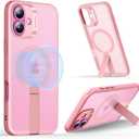 ESR for iPhone 16 Case with Stand, Compatible with MagSafe, Magnetic Kickstand Case for iPhone 16, Military-Grade Protection Shockproof Case, Boost Series, Frosted Pink