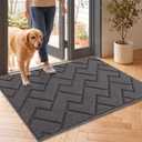 hicorfe Indoor Doormat,Front Back Door Mat Rubber Backing Non Slip Door Mats 24"x35" Absorbent Resist Dirt Entrance Doormat Inside Floor Mats for Entryway Washable Low-Profile (Grey)