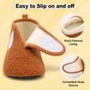 L-RUN Womens Mens House Slippers Non-Slip Warm Booties Slippers for Indoor and Outdoor Lighweight House Shoes Washable (5.5-6.5 Women/4-5 Men, Brown)