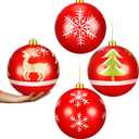 Liliful 4 Pcs 6" Extra Large Red Christmas Ball Ornaments Shatterproof Plastic Christmas Hanging Balls Ornaments Indoor Outdoor for Holiday Xmas Tree Home Party Decorations