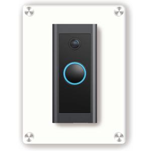 Universal Metal Doorbell Faceplate  Screw-Mount to Wall, No-Drill Adhesive Mount, Sits Between Doorbell & Wall, Weatherproof Matt-Finish Metal  Covers Holes & Scratches (White)